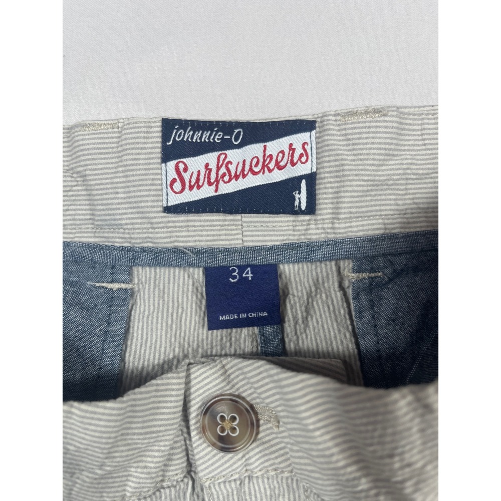 Johnnie-O Surfsuckers Mens 34 Seersucker Short Grey Striped Coastal Casual - Picture 2 of 3